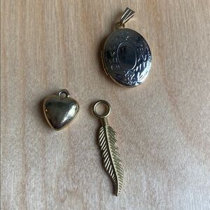 3 x necklace pendants including picture locket